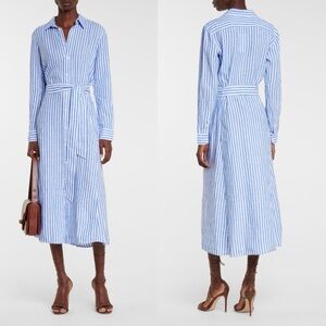 NEW POLO Ralph Lauren Linen Shirt Dress Blue Striped